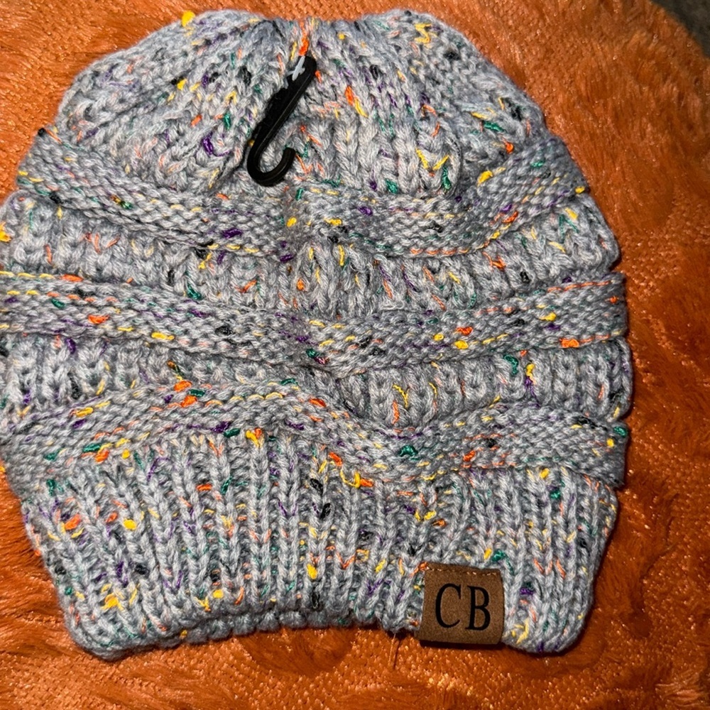 New  BEANIE Ribbed Confetti Knit Beanie Tail Hat for‎ Adult